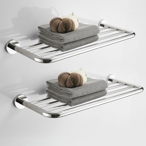 Hotel Towel Racks for Bathroom Wall Mounted, 24 Inch Towel Shelf for Bathroom, 2-Tier Bathroom Towel Rack, Polished Chrome - color: Polished Chrome, size: 24Inches 2PCS