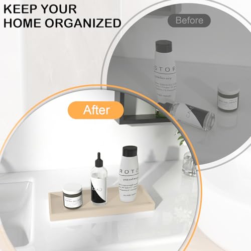 Bathroom Vanity Tray, 7.8 x 3.9 Inch Silicone Bathroom Tray Countertop, Non-Slip Decorative Tray for Bathroom, Kitchen, Toilet to Organize Perfume, Jewelry, Soap, Waterproof, Beige - color: Beige, size: 7.8x3.9