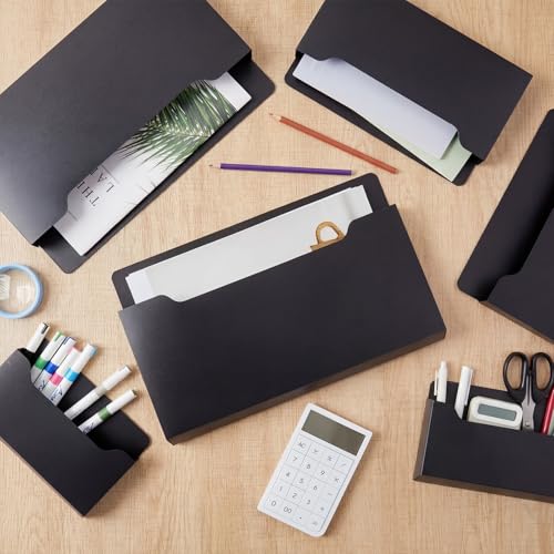 Fuutreo 6 Pcs Magnetic Wall File Organizer Magnetic Wall File Holder Refrigerator Magazine Holder for Mail Letters Paper(Black,Horizontal-3 Mixed Size) - color: Black, size: Horizontal-3 Mixed Size