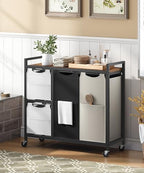 HOOBRO Laundry Sorter with 4 Section, 39 Gal. (147 L) Laundry Hamper with Wheels, Rolling Laundry Basket with Shelf, Pull-Out Detachable Bags, Side Pockets, Rustic Brown, Black and Beige BFE14XY01N1 - color: Rustic Brown + Black + Beige + Gray