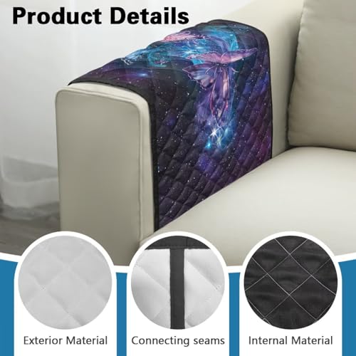 Butterfly Galaxy Print Armrest Covers for Sofa Machine Washable Sofa Armset Organizer with 2 Pocket Storage Water Resistant Furniture Protector for Recliner, Sofa - color: Butterfly Galaxy