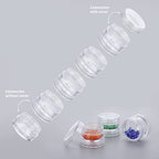 Hipiwe 8 Sets 5 Layers Clear Plastic Round Storage Jars Jewelry Bead Storage Containers Small Travel Sample Jar Pots for Sewing Pills Nail Art Craft Accessories - size: 8Packs 1.2"D x 3.1"H