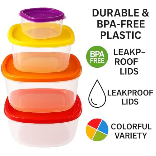 ARSUK 14PCS Nesting Plastic Food Storage Container Set with Airtight Leakproof Lids (7 Lids & 7 Containers) - Space Saving, BPA-Free Stackable Kitchen Storage - Freezer Safe & Microwavable - color: 7 PCS