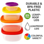 ARSUK 14PCS Nesting Plastic Food Storage Container Set with Airtight Leakproof Lids (7 Lids & 7 Containers) - Space Saving, BPA-Free Stackable Kitchen Storage - Freezer Safe & Microwavable - color: 7 PCS