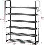 Metal Shoe Organizer,6 Tiers Shoe Storage Shoe Rack with Hooks,Fit 24-30 Pairs,Adjustable Shoe Shelf for Entryway,Hallway,Bedroom,Metal Bottom Support - size: 6 Tier