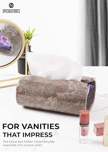 Marble Tissue Box Cover 7.5 Inch Handmade Tissue Box Holder Rectangle for Modern Bathroom Decor & Home Organizer - Decorative Facial Tissues Boxes Holder for Bedroom & Living Room - color: Oceanic