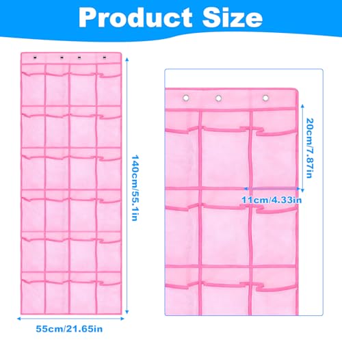 CTTZCKJ Over The Door Organizer For Cruise Ships|Magnetic Door Organizers with 24-Pocket for Cruise Ship|55"x21"|Cruise Over the Door Organizer,Magnetic Shoe Rack for Cruise,Behind-Door Storage - color: pink