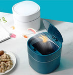 LTWQLing Plastic Mini Trash Can with Lid - 2 L Pop Up Wastebasket for Bathroom Vanity, Desktop, Tabletop or Coffee Table - Dispose of Cotton Rounds, Makeup Sponges, Tissues (Grey) - color: Grey