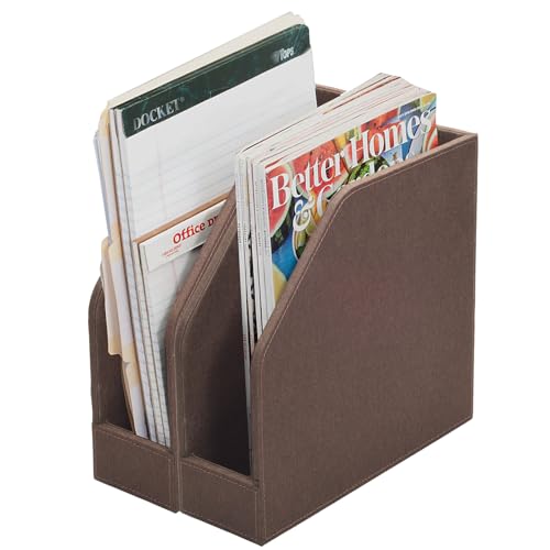 MobileVision Executive Brown Cloth Fabric Vertical File Holders - 2 Piece Combo - color: Brown Fabric