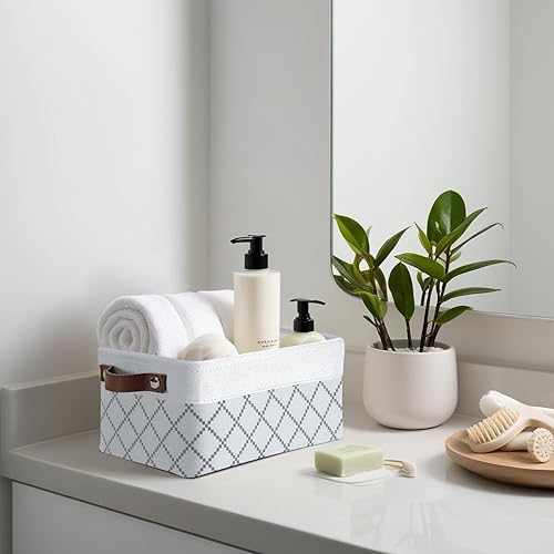 DECOMOMO Small Storage Basket, Closet Storage Bins, Baskets for Organizing Shelves (White Check, Small - 6 Pack) - color: Check White, size: Small/6P