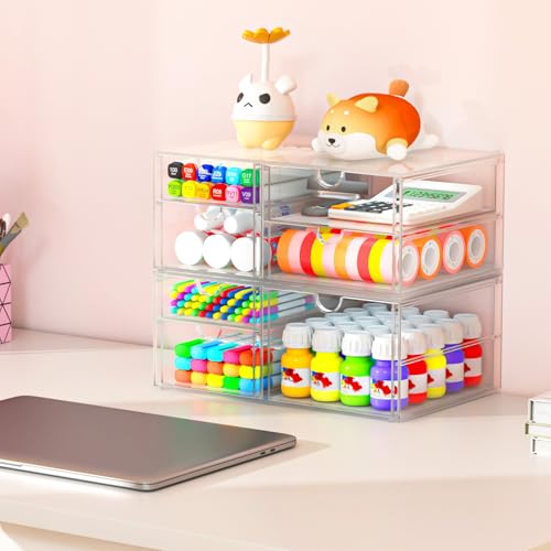 caktraie Makeup Organizer Storage With 30 Drawers, 6 Pcs Desktop Office Supplies, Desk Organizers, Clear Accessories, Dustproof Drawer and for Make Up, Jewelry, Pen, Stationary - size: 30 Drawers