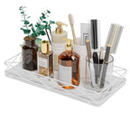 Lixple Toilet Paper Basket Holder, 13" Toilet Tank Tray, Wood and Metal Toilet Tray Vanity Organizer Bathroom Tray, Kitchen Sink Organizer for Soap Dispenser (White) - color: White