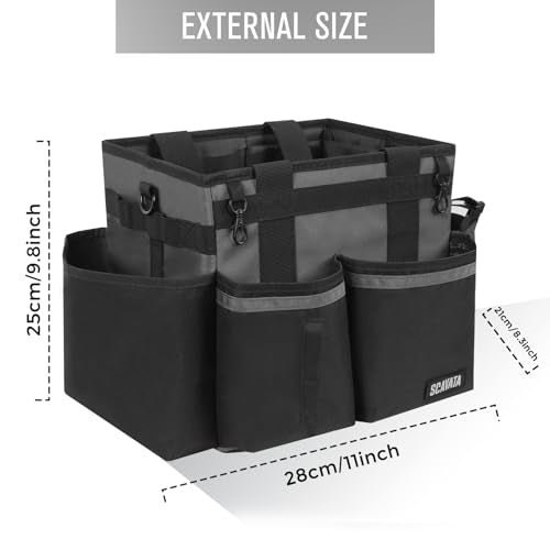 SCAVATA Compact Wearable Cleaning Caddy, Small Cleaning Caddy Supplies Organizer with Handle & Shoulder Straps for Housekeepers, Under Sink & Car Cleaning Tool Organizers Bag (DarkGrey) - color: DarkGrey