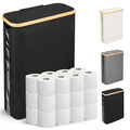 Odonata Large Toilet Paper Storage Basket with Lid, Slim Toilet Paper Organizer, Hold up to 20 Regular Rolls or 15 Mega Rolls. (Black, 49L) - color: Black