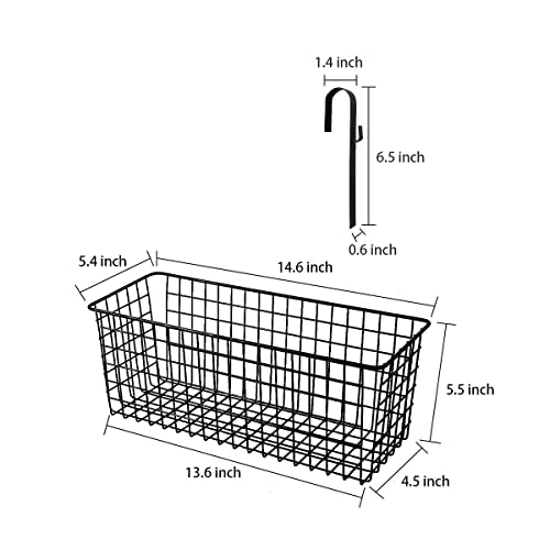 Metal Hanging Bedside Basket for Bunk Beds & Collage Dorms - Cabinet Wire Organizer for Storage, Multi-Use Large Organizing Caddy for Bedroom, Office (Black/Large) - color: Black/Large