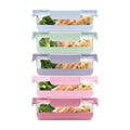 Ello Duraglass Refresh 3.4 Cup Meal Prep Sets 10Pc, 5 Pack Set- Glass Food Storage Container with Silicone Boot and Airtight BPA-Free Plastic Lids, Dishwasher, Microwave and Freezer Safe,Dusk Delight - color: Dusk Delight, size: 3.4 Cup