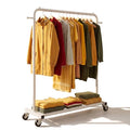 Sywhitta Clothing Rack on Wheels with Mesh Storage Shelf & Sturdy Metal Frame, Rolling Garment Rack for Hanging Clothes, Coats, Skirts, 39.76" L x 16" W x 64.56" H,White - color: White