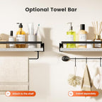 AMADA HOMEFURNISHING Bathroom Shelves with Towel Bar, Floating Shelves, Wall Shelves for Bathroom/Living Room/Kitchen/Bedroom, White, Set of 2 - AMFS01W - color: White