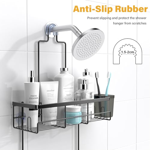 AKTECKE Shower Caddy Hanging Bathroom Organizer: Rustproof Shelf for Inside Shower - No Drilling Racks Over Showerhead - Bath Shelves for Shampoo Soap - color: Black