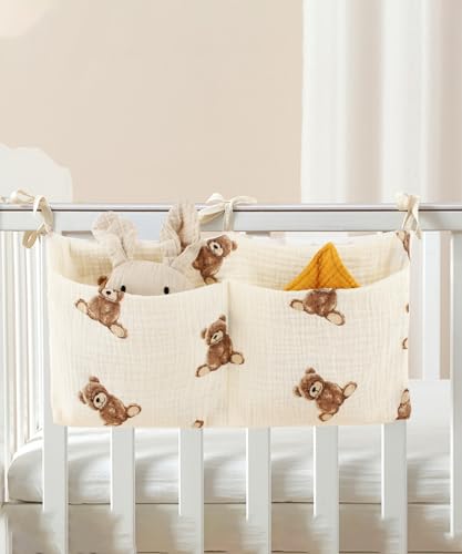 Baby Bedside Hanging Bags Storage Organizer Milk Bottle Toy Crib Baby Nappy-Bag Bed-Bunk Organizing Bag - color: Light Khaki