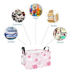 FANKANG Storage Bins, Nursery Hamper Canvas Laundry Basket Foldable with Waterproof PE Coating Large Storage Baskets for Kids Boys and Girls, Office, Bedroom, Clothes,Toys(Rec-Pink roses ） - color: Rec-Pink roses