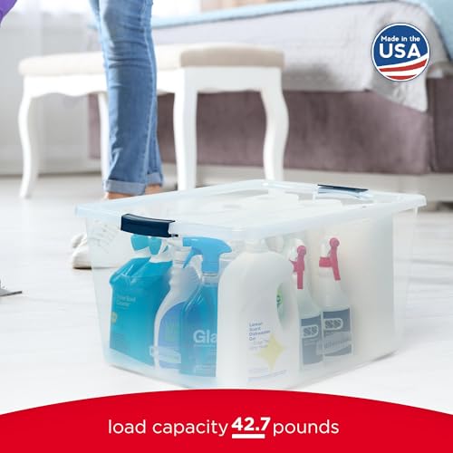 Rubbermaid Cleverstore 95 Qt Clear Storage Bins with Lids, 4-Pack, Stackable, BPA-Free, Made in USA - size: 95 Qt - 4 Pack