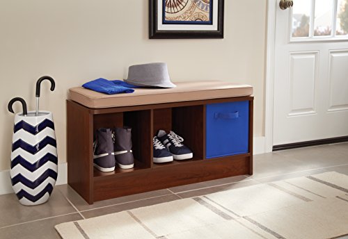 ClosetMaid 1309 3-Cube Storage Bench, Dark Cherry with Tan Cushion - color: Dark Cherry With Tan Cushion