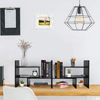 Hossejoy Desk Shelf, Adjustable Desktop Storage Organizer, Wood Display Shelf Rack, Office Supplies Desk Organizer, Black - color: Black