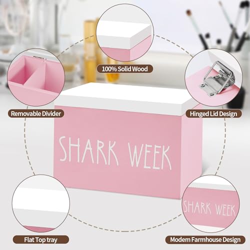 Tampon Holder and Feminine Products Organizer for Bathroom, Shark Week Storage, Dispenser, Farmhouse Container, Accessories Box for Girl Stuff