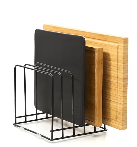 Cutting Board Organizer(1 Pc),Kitchen Cabinet Dividers for baking sheets,Bakeware Holder with 5 Slots,Space Saving,for used to Baking Tray and Chopping Storage