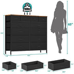 VASICAR Large Dresser for Bedroom with 12 Deep Drawers, Tall Fabric Drawer Dresser, Chest of Drawers for Closet, Nursery, Living Room, Laundry, Entryway, Hallway (Black) - color: Black