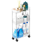 Yieach Clear 3 Tier Slim Rolling Storage Cart with Wheels,6.3″W Thin Shelf,Bathroom Storage Cabinet,Skinny Laundry Cart,Narrow Laundry Room Cart Between Washer and Dryer,Skinny Shelves for Small Space - style: 3 Tier