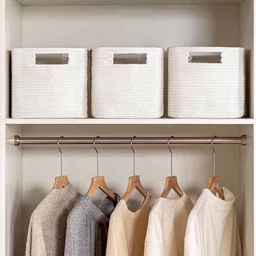 UBBCARE 4 Pack Storage Baskets for Organizing, Shelf Baskets with Handles, Woven Storage Baskets for Bookcase/Cube Shelf/Closet, 14.5"L x 9.8"W x 9"H, White - color: White, size: 4 Pack-14.5"(L)×9.8"(W)x9"(H)