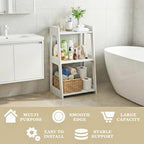 3-Tier Bathroom Ladder Shelf Freestanding, White Floor Shelves Open Shelving Unit, Small Bookshelf Nightstand for Home Study Laundry Room (11.8" D x 15.7" W x 27.6" H) - size: 11.8"D x 15.7"W x 27.6"H