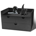 Charmewooden Desk Organizer with Drawers Countertop Drawers Organizer Tabletop Storage Organization Box Home Office Workspace Bathroom Toiletries Supplies (black with shelf) - style: Black with shelf