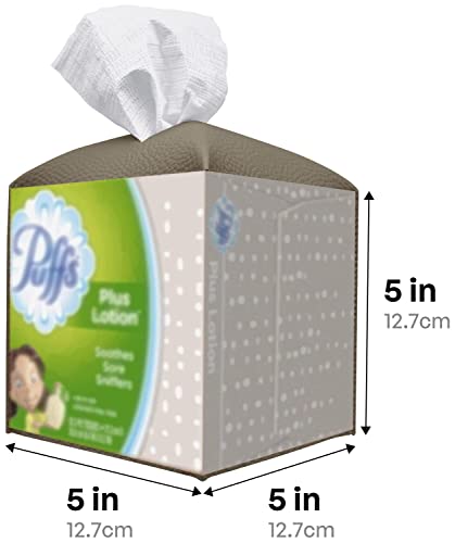 Carrotez Tissue Box Cover, [Refined] Modern PU Leather Square Tissue Box Holder - Decorative Holder/Organizer for Bathroom Vanity Countertop, Night Stands, Office Desk & Car 5"X5"X5" - Cocoa Brown - color: Cocoa Brown, size: [Square]