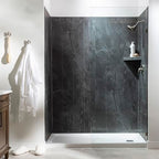 Palisade Vinyl Waterproof Corner Shower Shelf in Cracked Slate/Urban Quarry - color: Cracked Slate/Urban Quarry