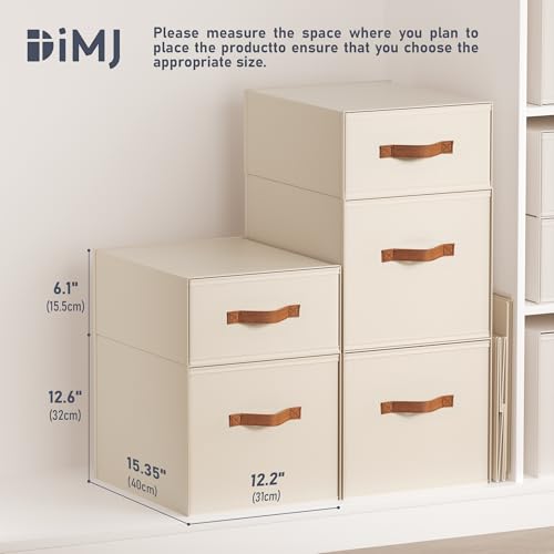 DIMJ Closet Organizers and Storage - Fabric Storage Bins with Drawers Stackable Closet Bins with Labels for Clothes, Sweaters, Bedding, Collapsible Storage Cubes for Bedroom, Living Room, Shelf - color: Beige, size: Large - 3 Pack