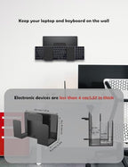 Universal Wall Mount for Laptop/Keyboard/Tablet/Kindle/Router/Modem/Cable Box Wall Shelf Holder Organizer Fit for Electronics Desk Side& Bedside Storage (Black)