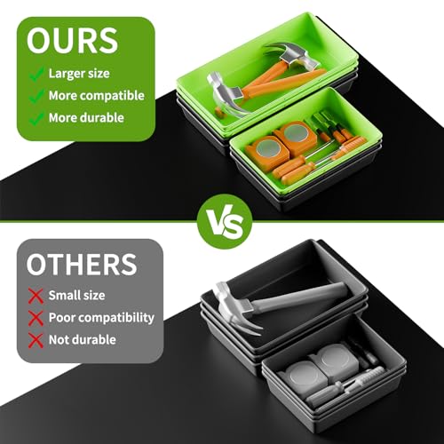 [5 Sizes] [69 PCS] Tool Drawer Organizer, Tool Box Tray, Desk Drawer Tray, Rolling Tool Chest, Toolbox (Black+Green) - color: Black+Green