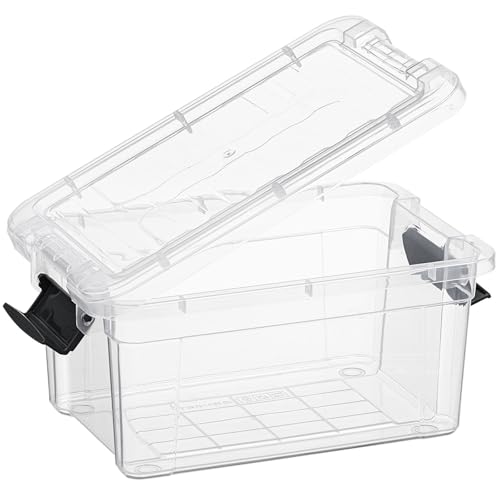 Superio Storage Bins with Lids- 2 Pack, 1.85 Qt Clear Boxes for Organizing, Stackable Plastic Containers- BPA Free, Non-Toxic, Odor Free, Organizer for Home, Office, Dorm - size: 1.85 Qt, style: 2 Pack