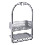 Bath Bliss Molded Shower Caddy | Bathroom Storage | Hangs Over Shower Head | 6 Accessory Hooks | Holds Razors | Washcloths | Accessories | Suction Cup Stability | Grey