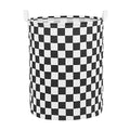 Large Foldable Laundry Basket Organizer Holder portable tall collapsible laundry hamper nusery Storage Basket Bin with Handles (Waterproof Lining, Black Racing Flag) - color: Black racing flag