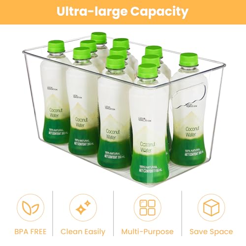 YIHONG Clear Plastic Storage Bins, 8 Pack Pantry Organizer Bins with Handle for Kitchen, Freezer,Cabinet,Closet Organization and Storage(XL) - size: XL(13"L x 7.4"W x 7"H)
