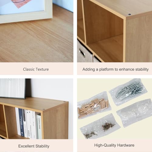 Wooden Cube Storage Organizer with Closed Back Panel,Natural Oak Cube Shelf Cubby Storage Organizer with Compartments for Living,Bookshelf,Storage Organizers (Oak, 3 Cube-11in) - color: Oak, size: 3 Cube-11in