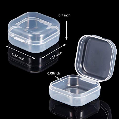 SATINIOR 48 Packs Clear Small Plastic Containers Transparent Storage Box with Hinged Lid for Small Items Crafts Jewelry (1.37 x 1.37 x 0.7 Inches) - size: 1.37 x 1.37 x 0.7 in