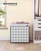 SONGMICS Laundry Hamper, 29 Gal. (110L) Laundry Basket, Collapsible Clothes Hamper, Removable and Washable Liner, Metal Wire Frame, for Bedroom Bathroom, Cream White ULCB111W01 - color: Cream White, size: 110 L