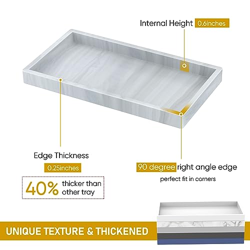 Silicone Bathroom Tray,Shatterproof Silicone Tray for Bathroom Counter,Small Vanity Tray for Bathroom Soap Dispenser Tray Toilet Tank-7.8 * 3.9in - color: Marble Pattern, size: Small-7.8*3.9 in