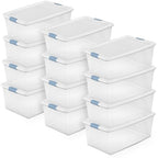 Sterilite 12-Pack Latching Box, Under Bed Storage Bins with Lids, Clear Plastic, 106 Quart - Heavy-Duty Organizing Containers for Closet, Bathroom, and Office - size: 106 Quart, style: 12 Pack