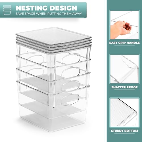 Sorbus Medium Plastic Storage Bins with Lids, Stackable, Toy, Clothes, Medicine, Makeup, Closet, Art Supply, Bathroom, Shoe, Toy Storage Organizer (8 Pack) - size: Medium, style: 8 Pack